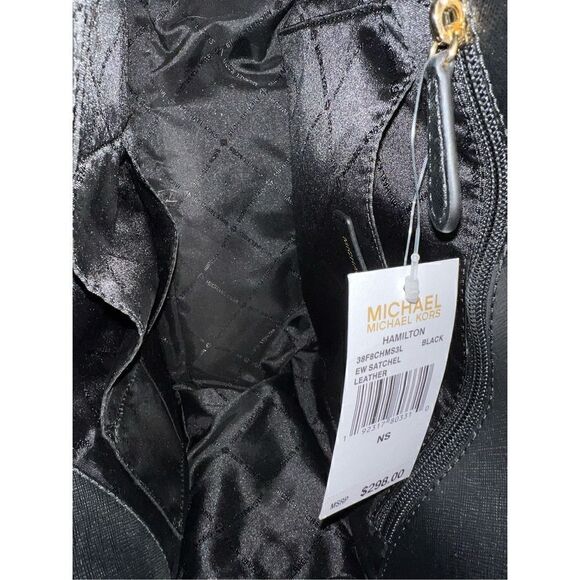 🔥🎁NWT! Michael Kors HAMILTON East West Satchel Handbag Black Msrp:298.00 - Picture 9 of 10